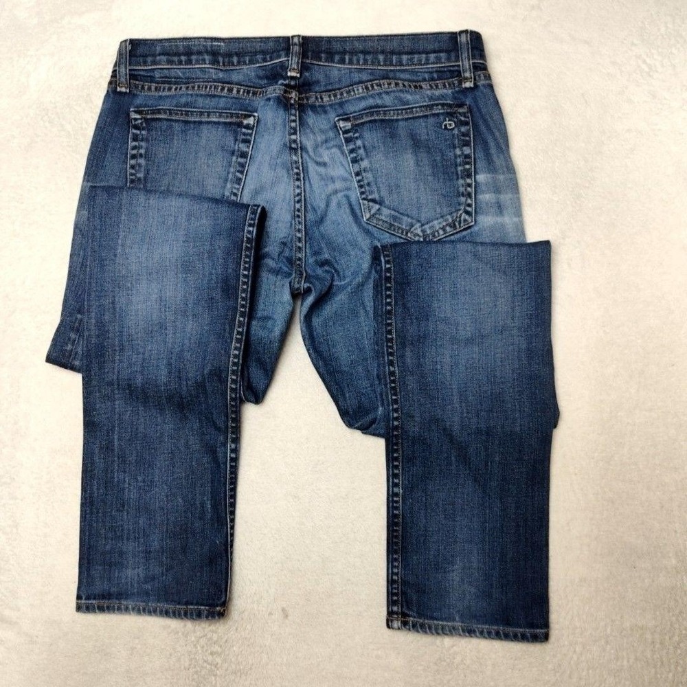 Rag & Bone Jeans Mens 32x34 Blue Slim Tapered Standard Distressed 5-Pocket HOLE - Picture 8 of 16